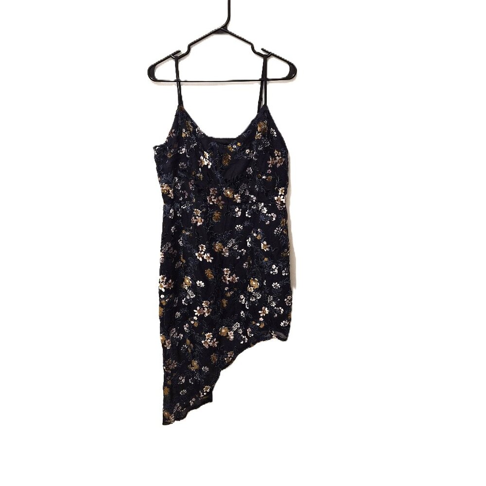 Lulus Floral Velvet Burnout Asymmetrical Dress Evening w/You Romantic Cocktail